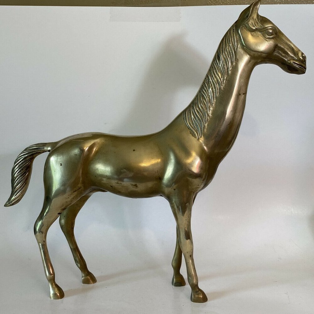 Vintage Large Brass Longneck(?) Horse 13.5 Inches - Picture 8 of 9